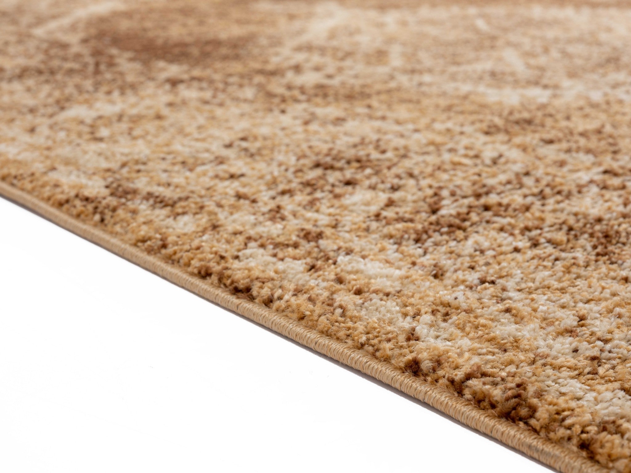 63" x 86" Light Brown Olefin Frieze Area Rug