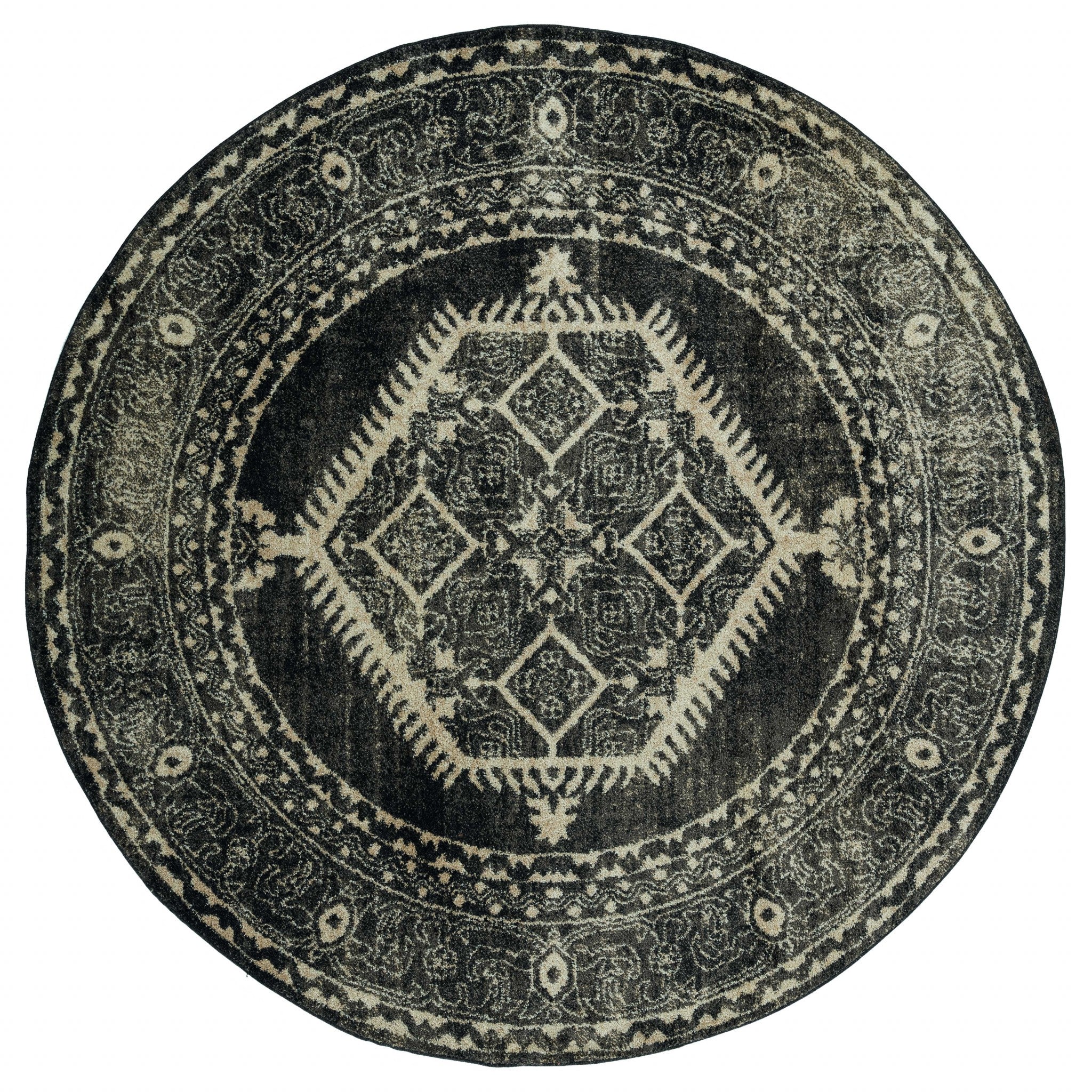 94" x 94" Walnut Olefin Frieze Round Rug