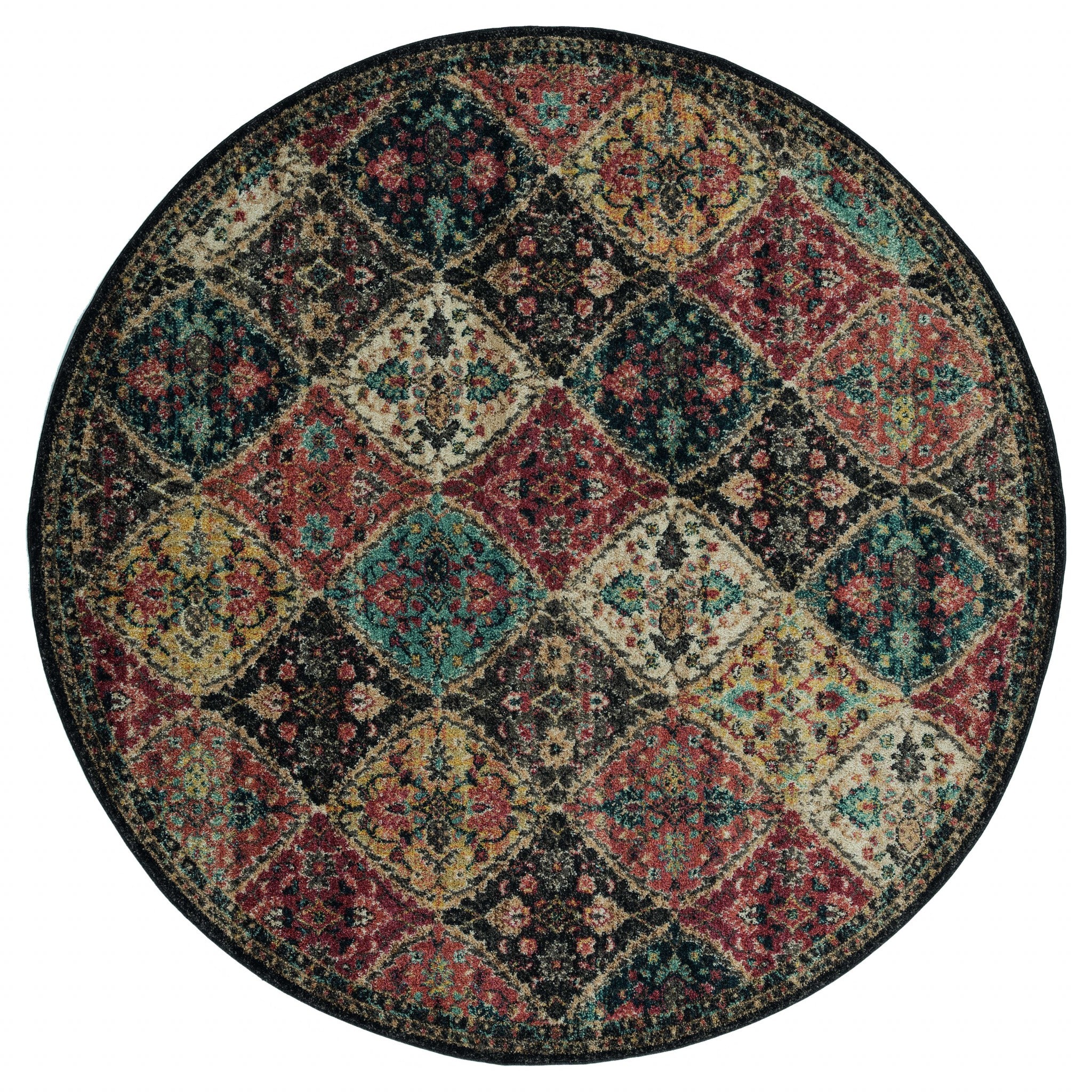 94" x 94" Multicolor Olefin Frieze Round Rug