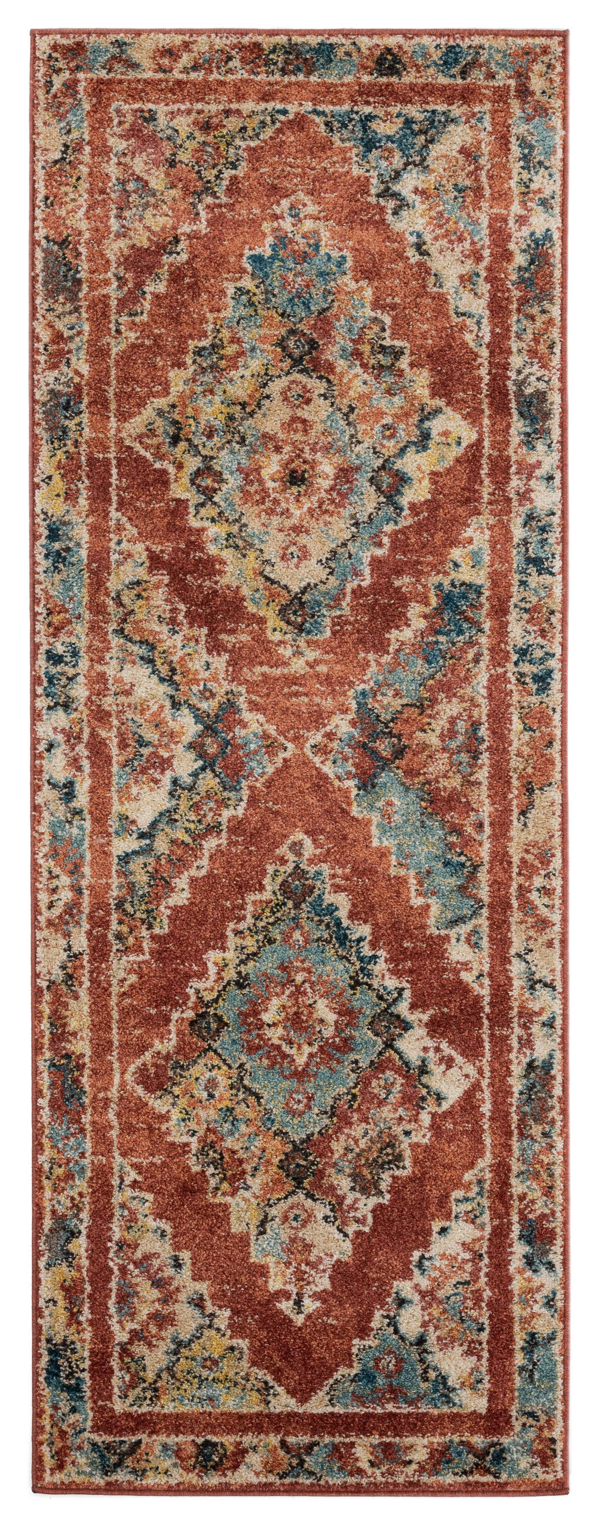 31" x 86" Brick Olefin Frieze Runner Rug