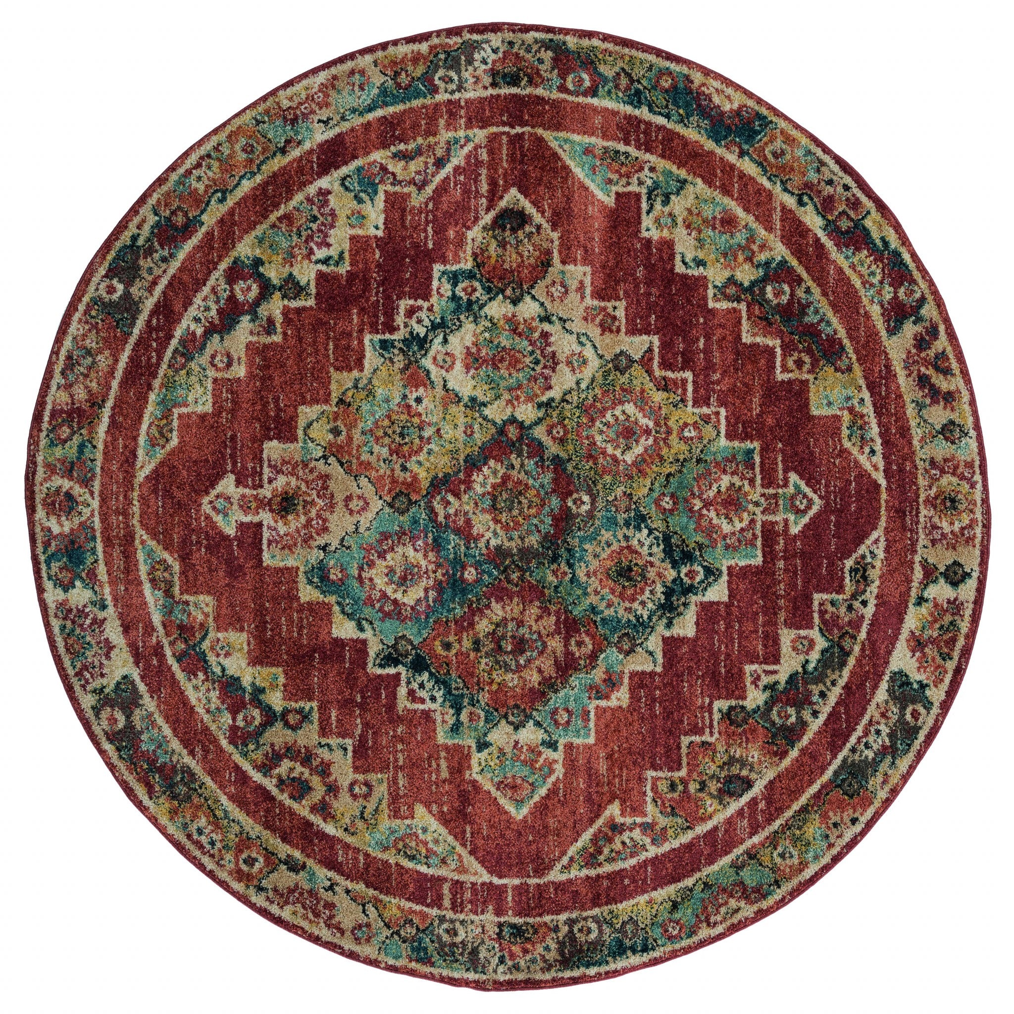 94" x 94" Brick Olefin Frieze Round Rug