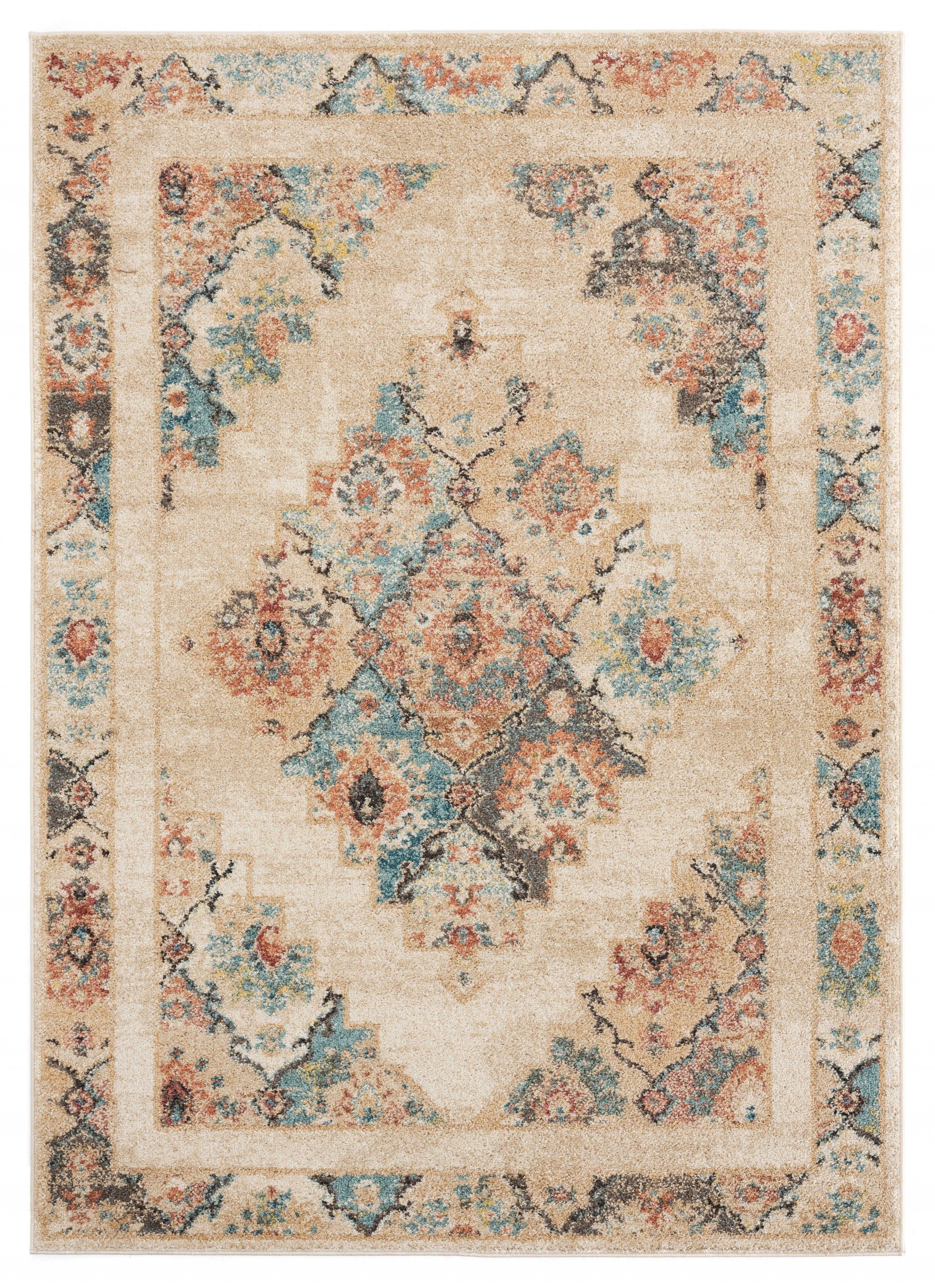 150" x 180" Cream Olefin Frieze Rug