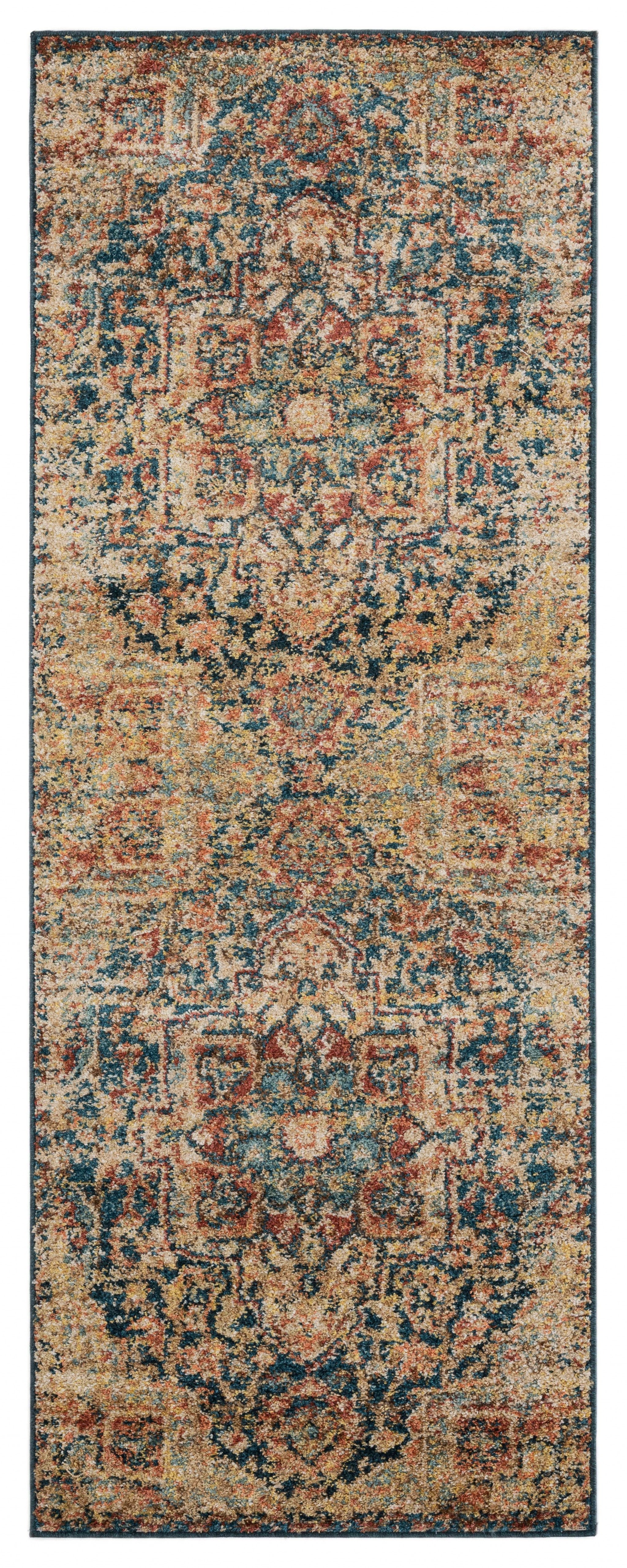 31" x 86" Multicolor Olefin Frieze Runner Rug