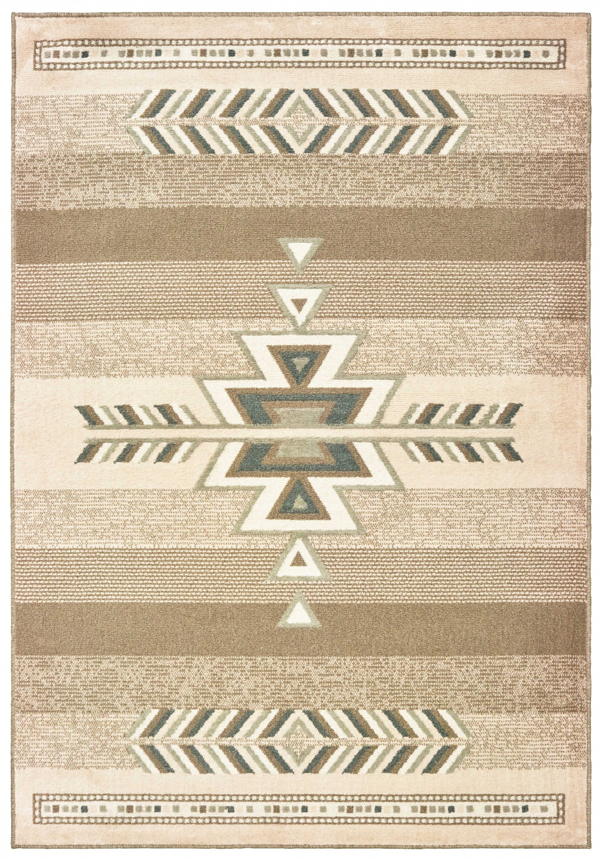 94" x 126" Light Brown Polypropylene Oversize Rug
