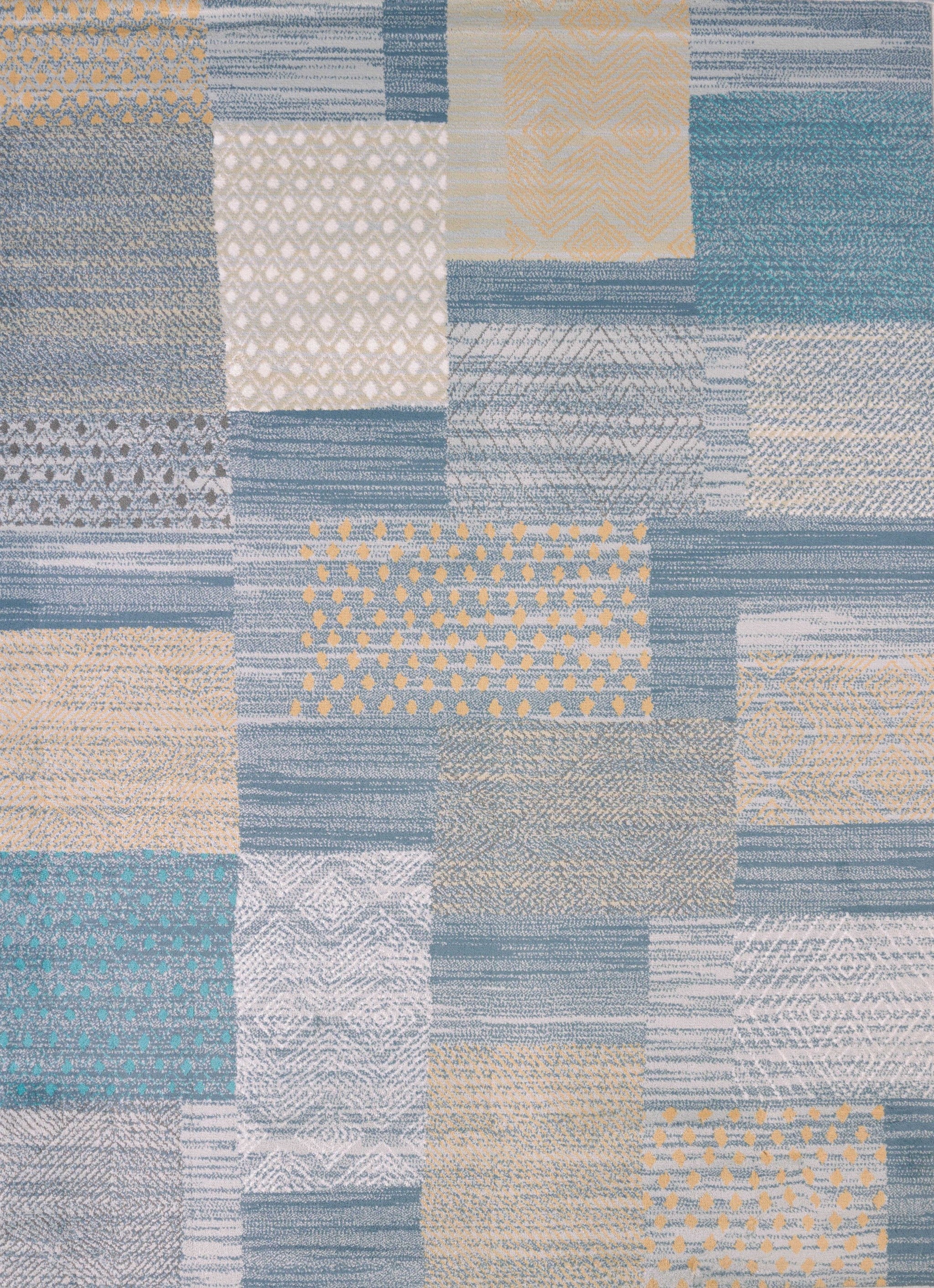 63" x 86" Blue Polypropylene / Polyester Area Rug