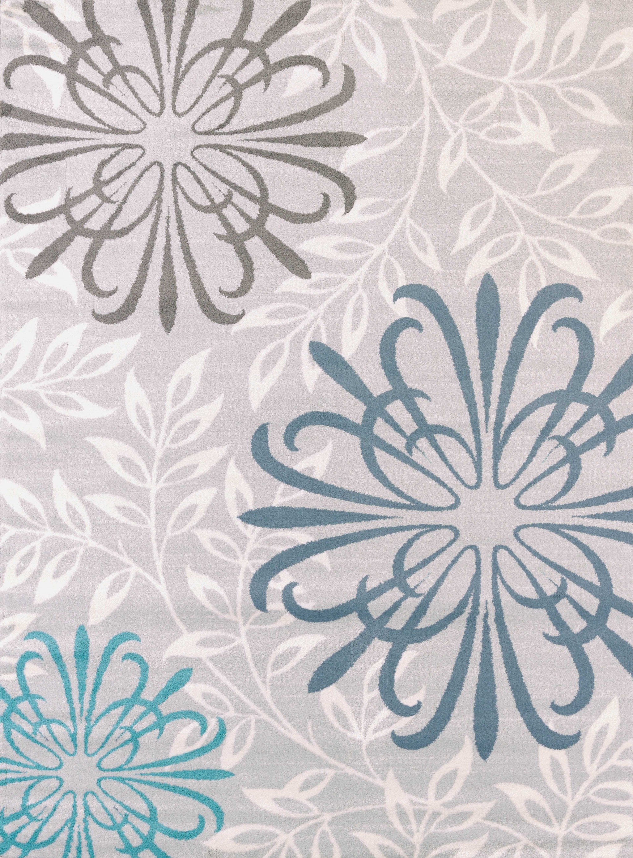 63" x 86" Blue Polypropylene / Polyester Area Rug