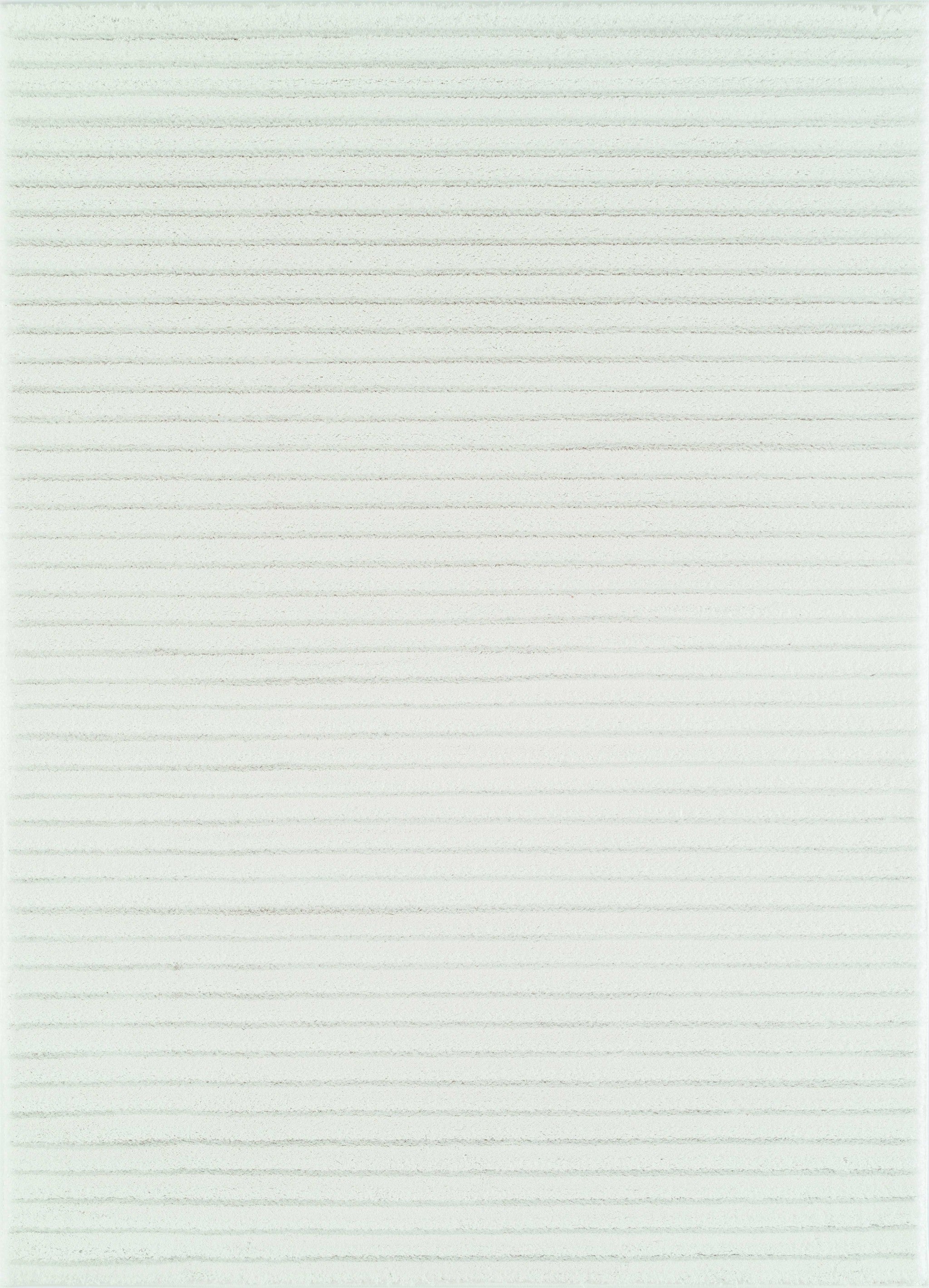 63" x 90" White Polyester / Olefin Area Rug