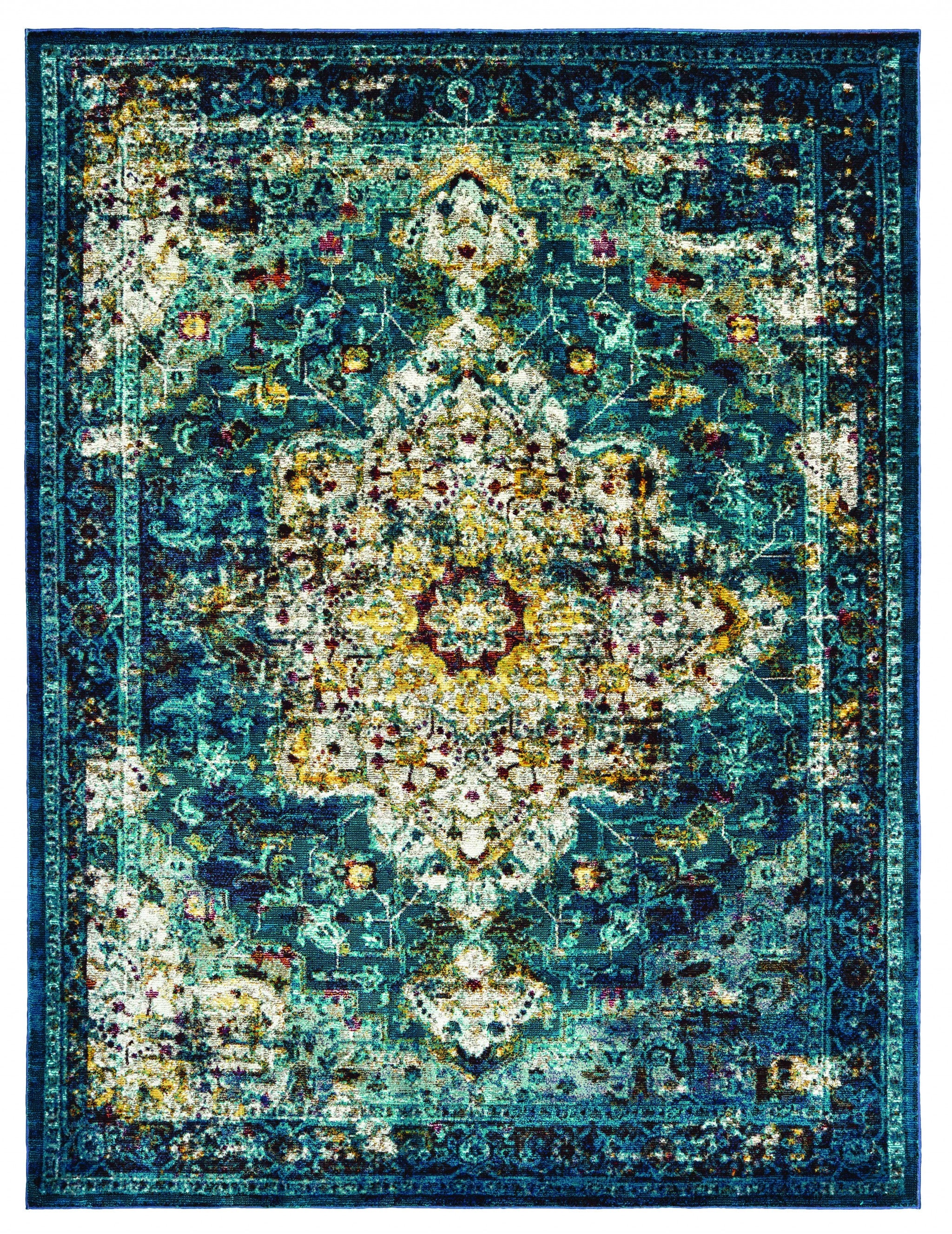 22" x 36" Aqua Olefin Accent Rug