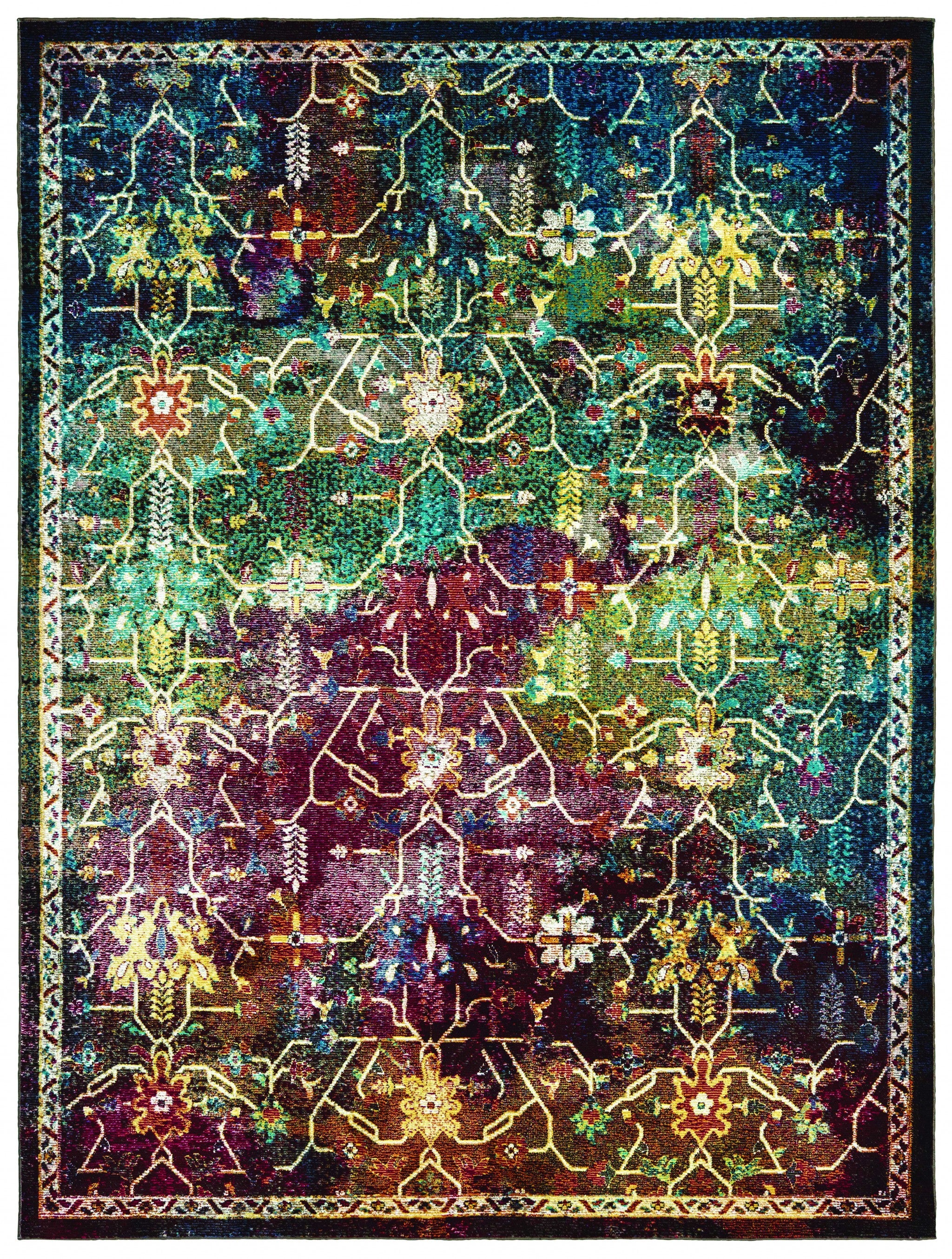 63" x 86" Multicolor Olefin Area Rug