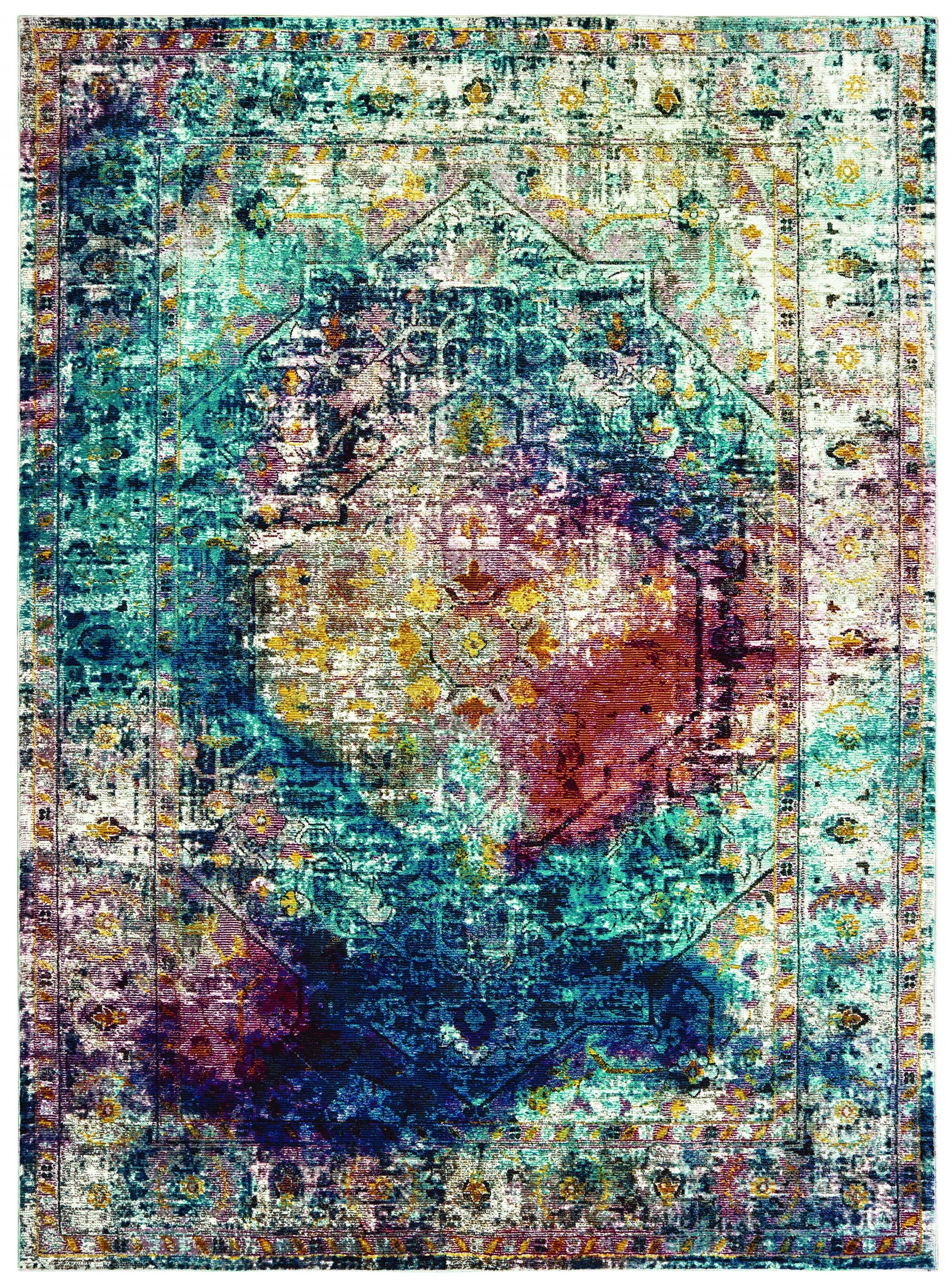 63" x 86" Aqua Olefin Area Rug