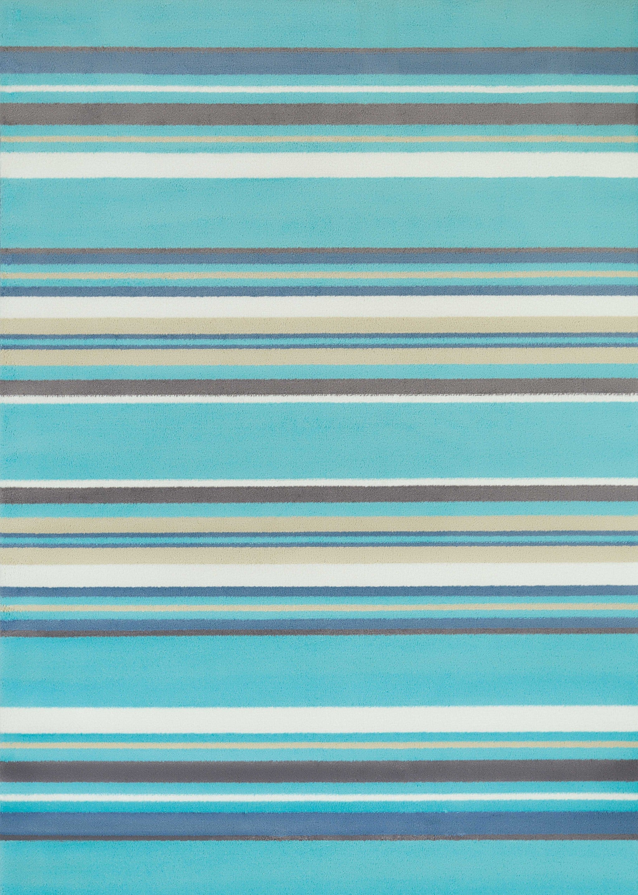 63" x 86" Aqua Polypropylene Area Rug