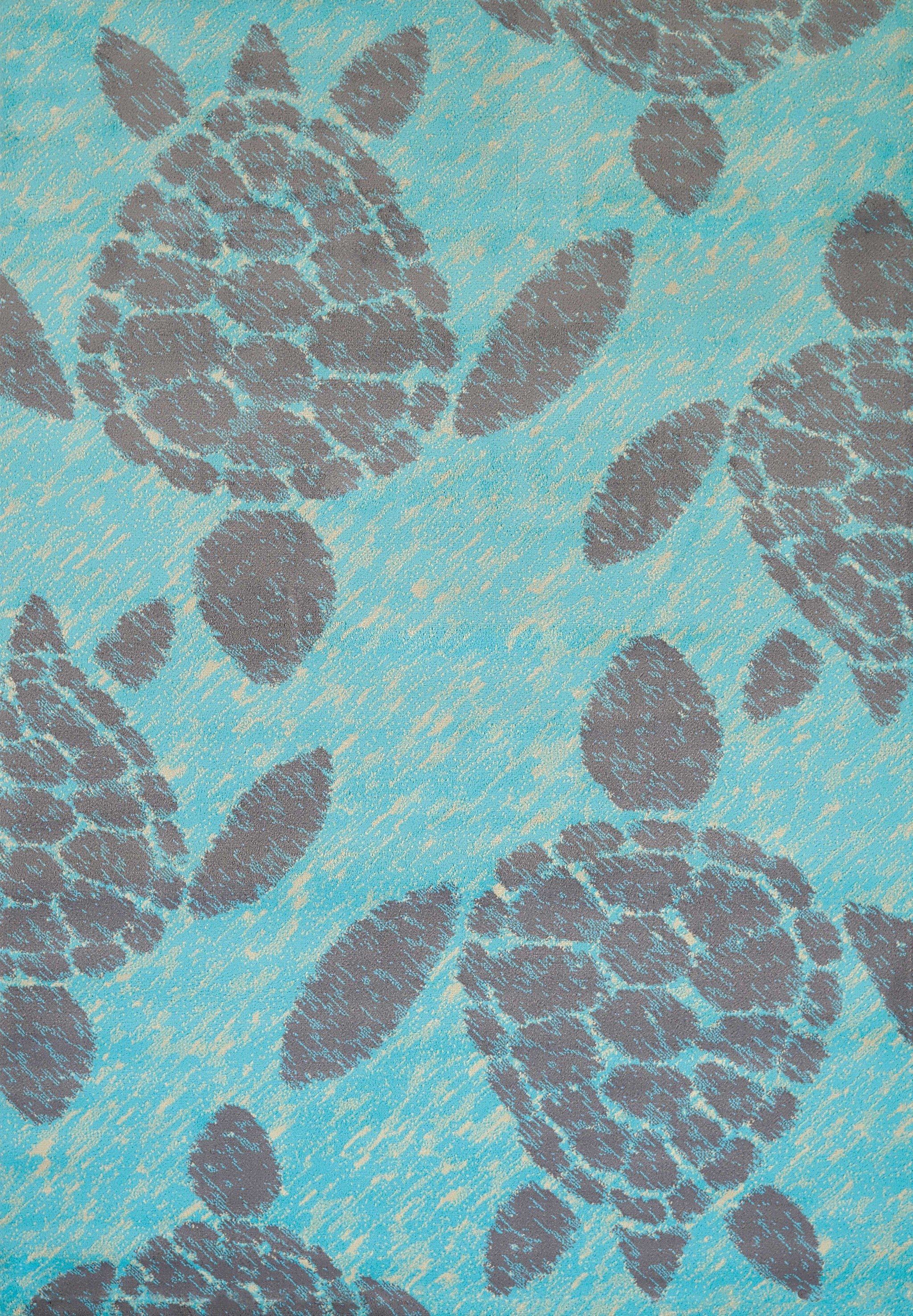 63" x 86" Blue Polypropylene Area Rug