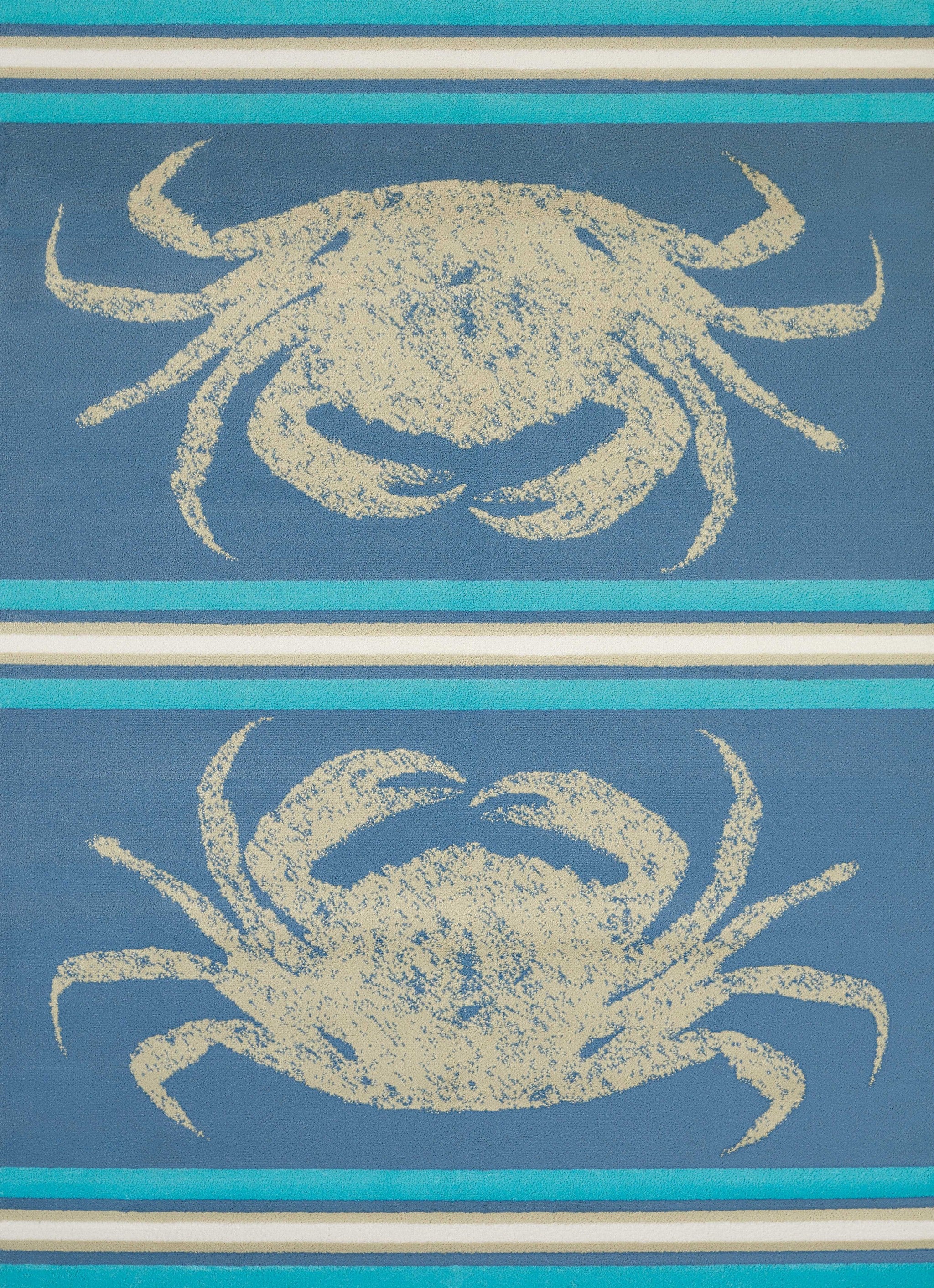 63" x 86" Blue Polypropylene Area Rug
