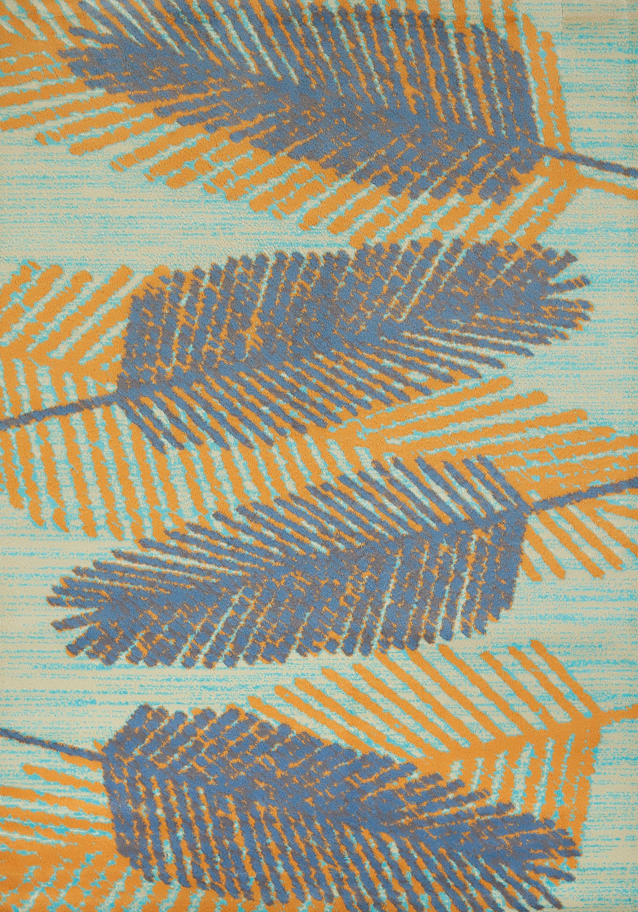 63" x 86" Blue Polypropylene Area Rug