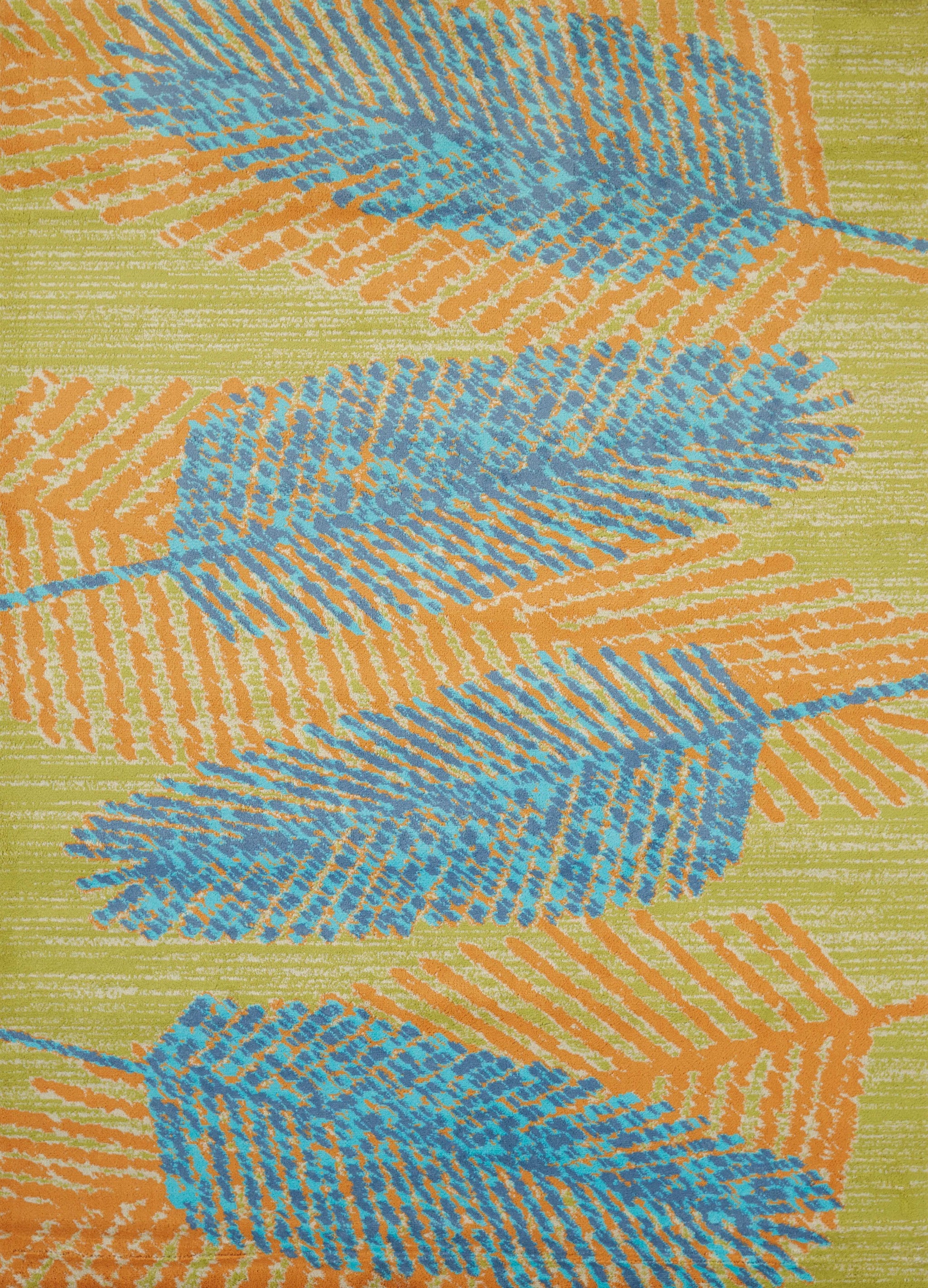 63" x 86" Aqua Polypropylene Area Rug