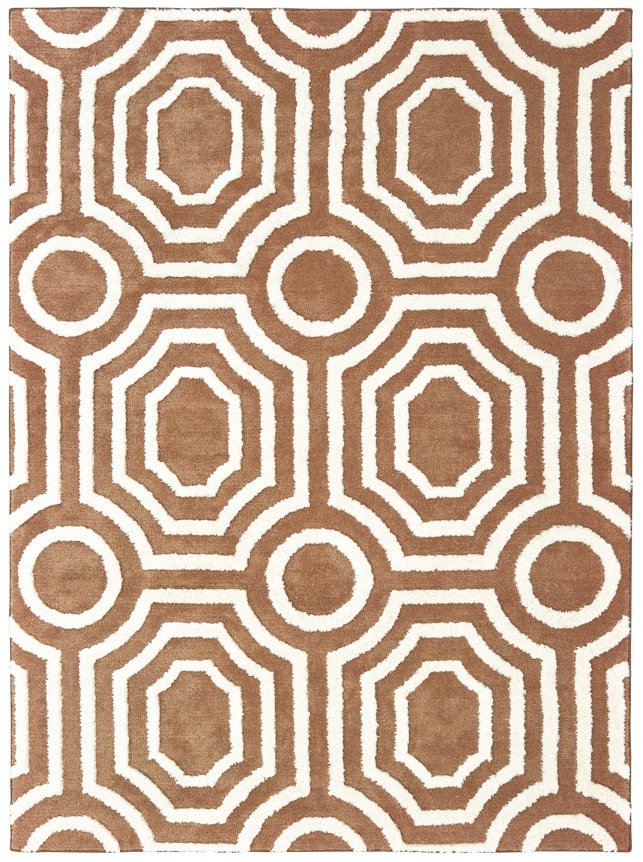 94" x 126" Light Brown Microfiber Oversize Rug
