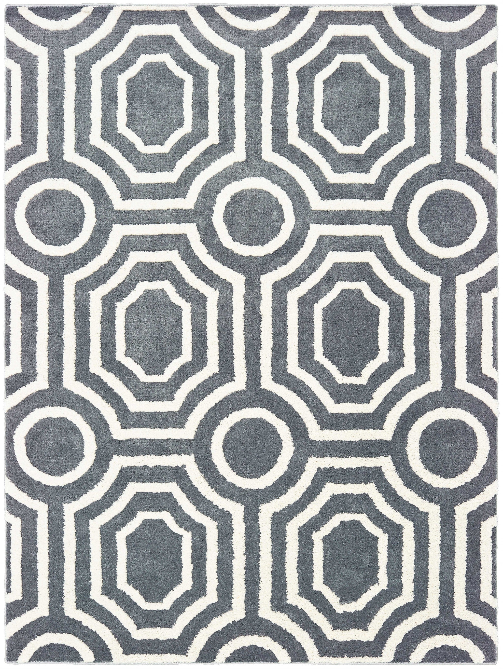 63" x 86" Silver Microfiber Area Rug
