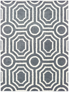 63" x 86" Silver Microfiber Area Rug