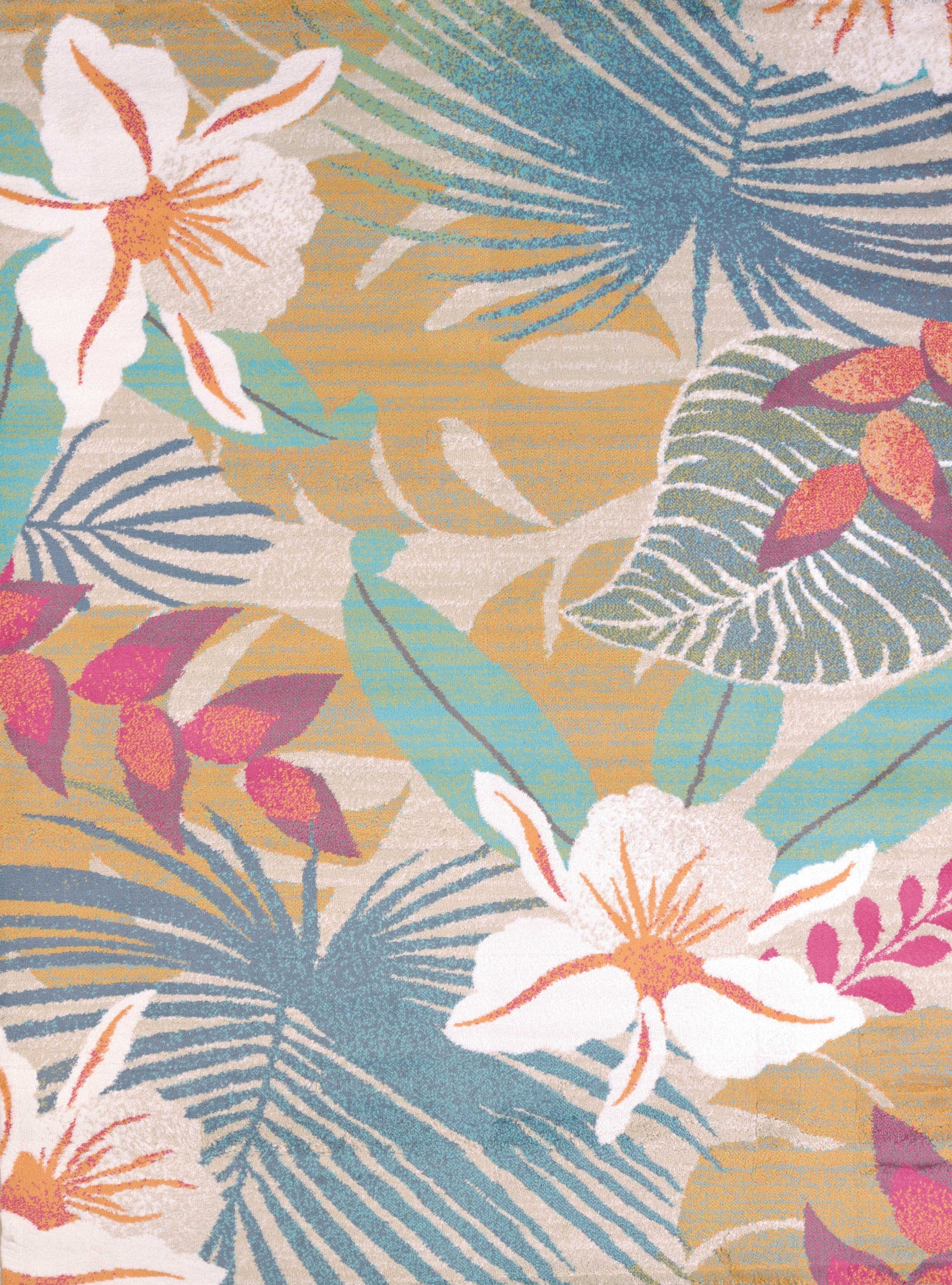 63" x 86" Tropical Polypropylene Area Rug