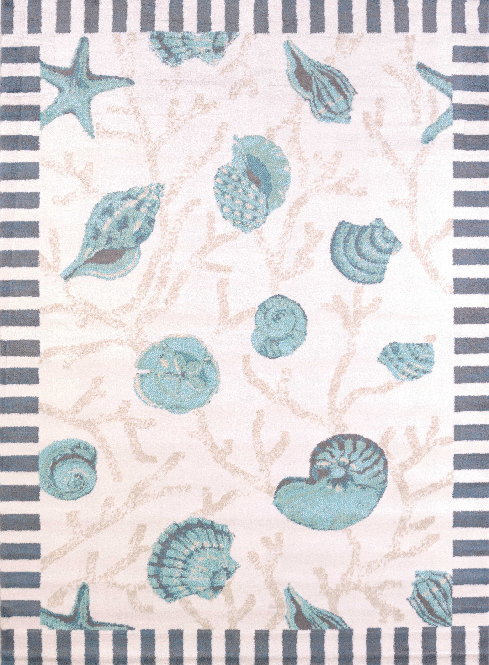 63" x 86" Blue Polypropylene Area Rug
