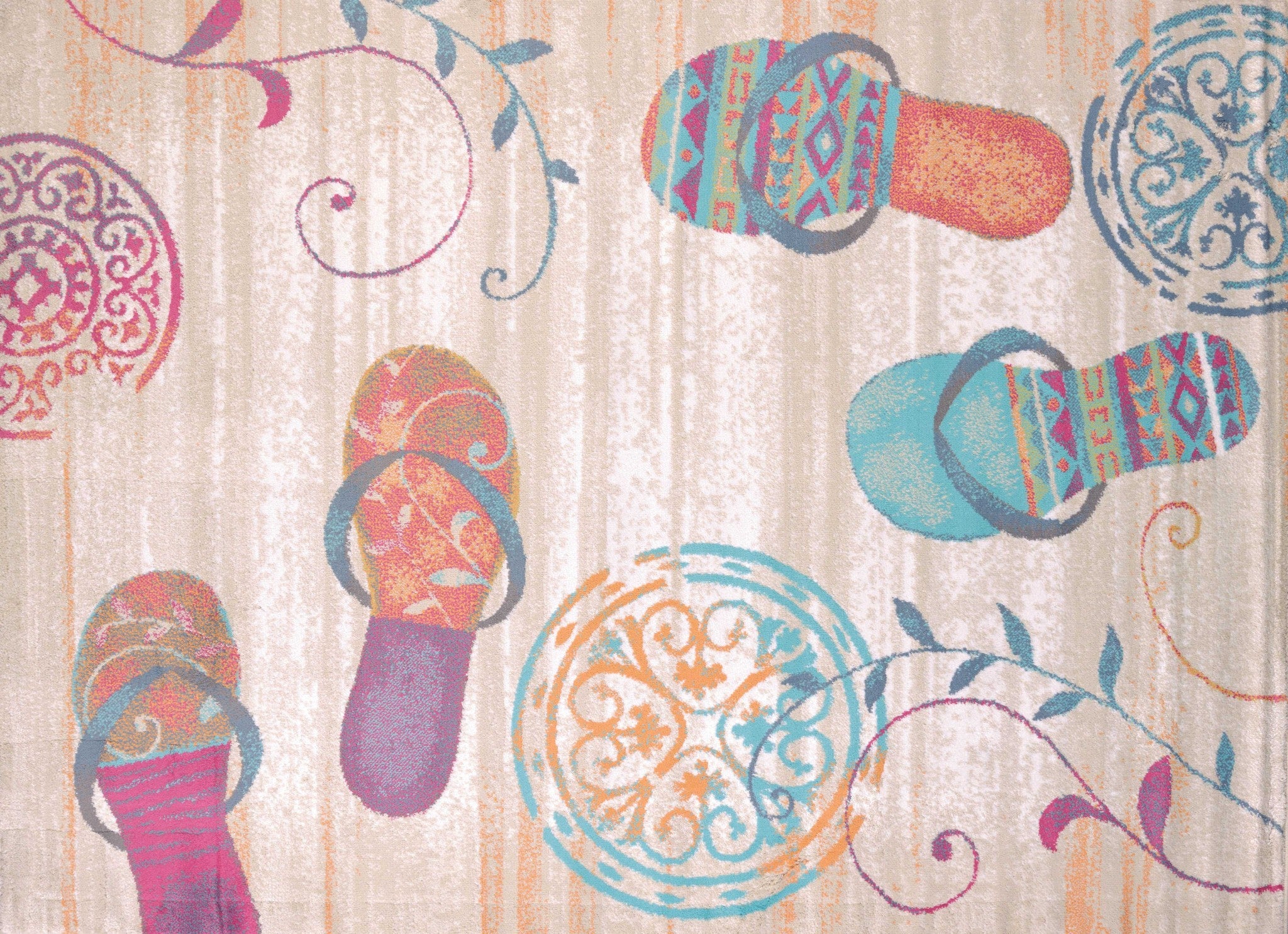 63" x 86" Tropical Polypropylene Area Rug