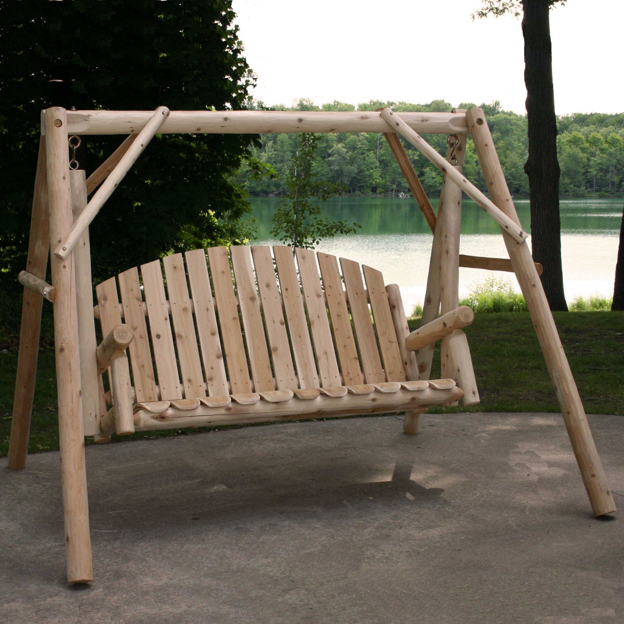 87" X 70" X 65"  Natural Wood Yard Swing