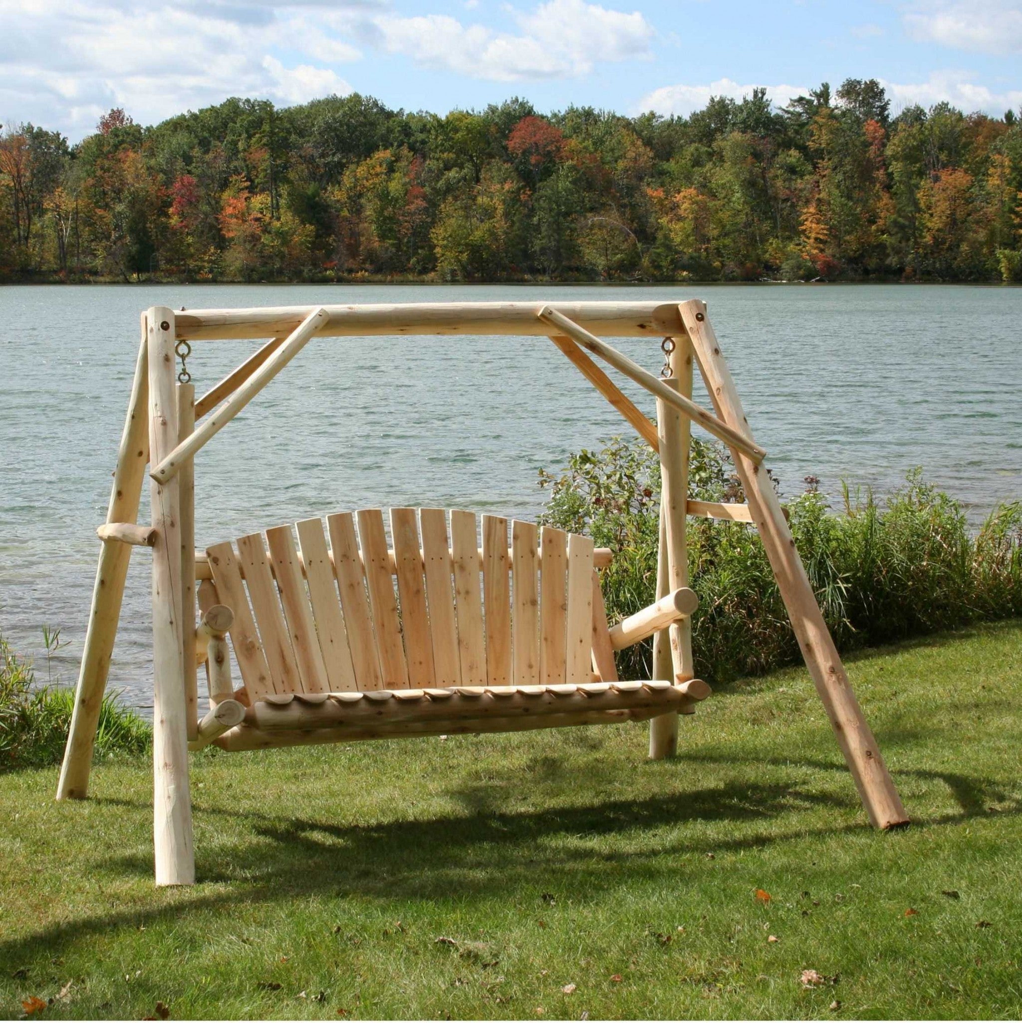 87" X 70" X 65"  Natural Wood Yard Swing