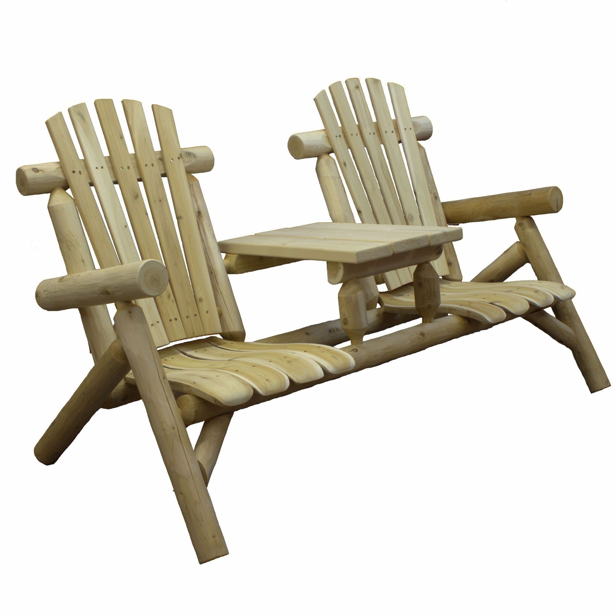 66" X 30" X 39"  Natural Wood Tete-A-Tete Chair