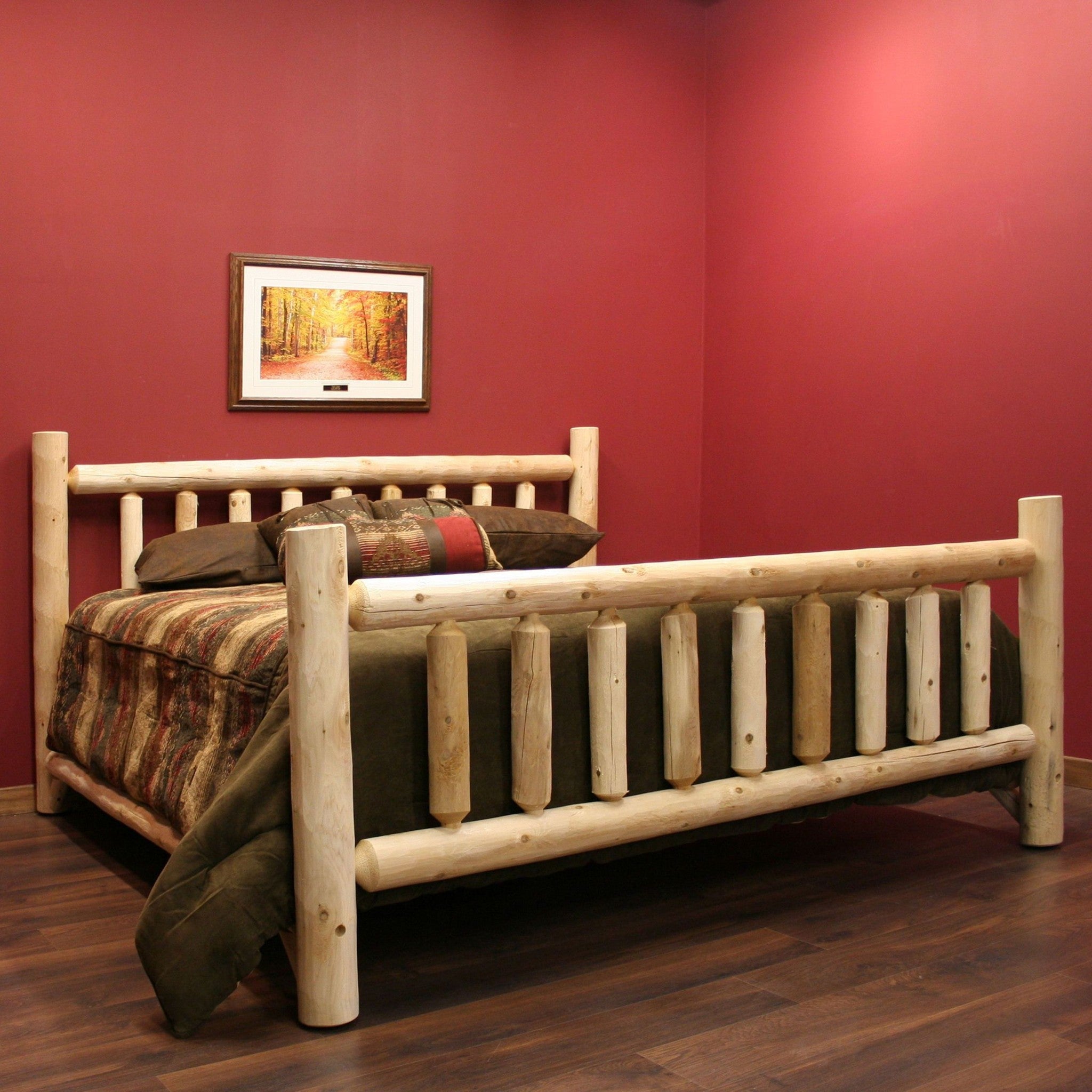 Natural Unfinished Low Post Cedar Log King Bed
