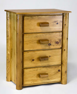Natural Light Honey Finish Wood Four Drawer Dresser