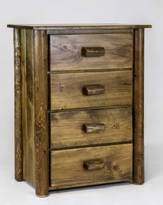 Natural Dark Brown Finish Wood Four Drawer Dresser