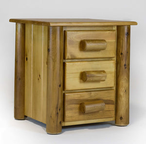 Natural Light Honey Finish Wood Three Drawer Nightstand