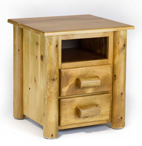 Natural Light Honey Finish Wood Two Drawer Nightstand