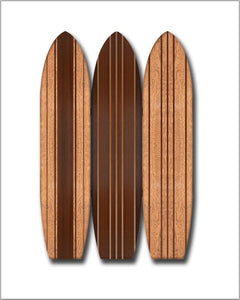 Warm Brown Long Board 3 Panel Room Divider Screen
