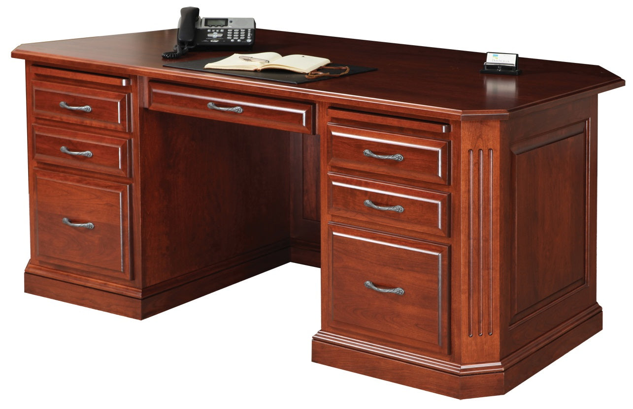 72.5" x 36" x 30.5" Wooden Acres Stain Executive Desk
