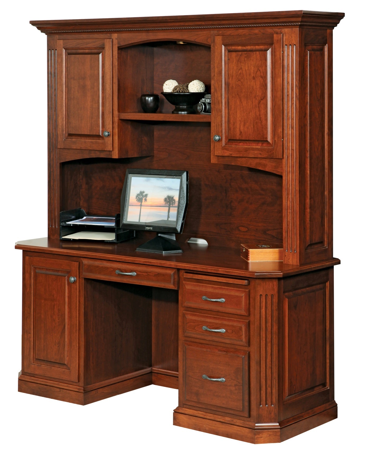 69.25" x 23.5" x 77.5" Wooden Acres Stain Credenza Base & Hutch