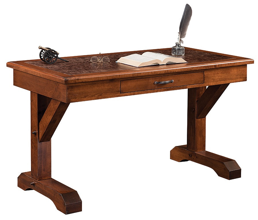 54" x 28" x 30.5" Wooden Dutch Tavern Stain Writers Desk