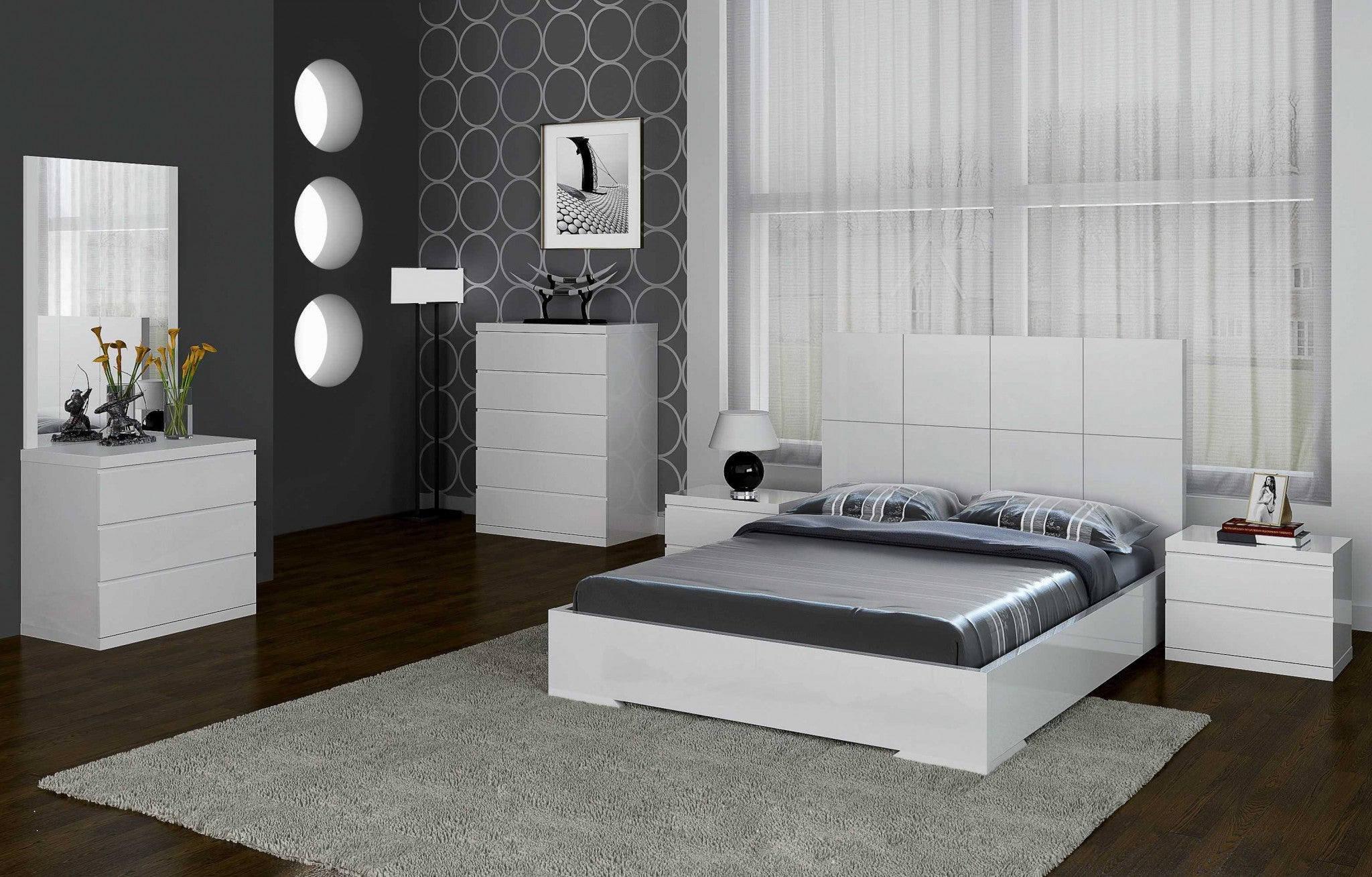 57" X 79" X 48" White Stainless Steel King Bed