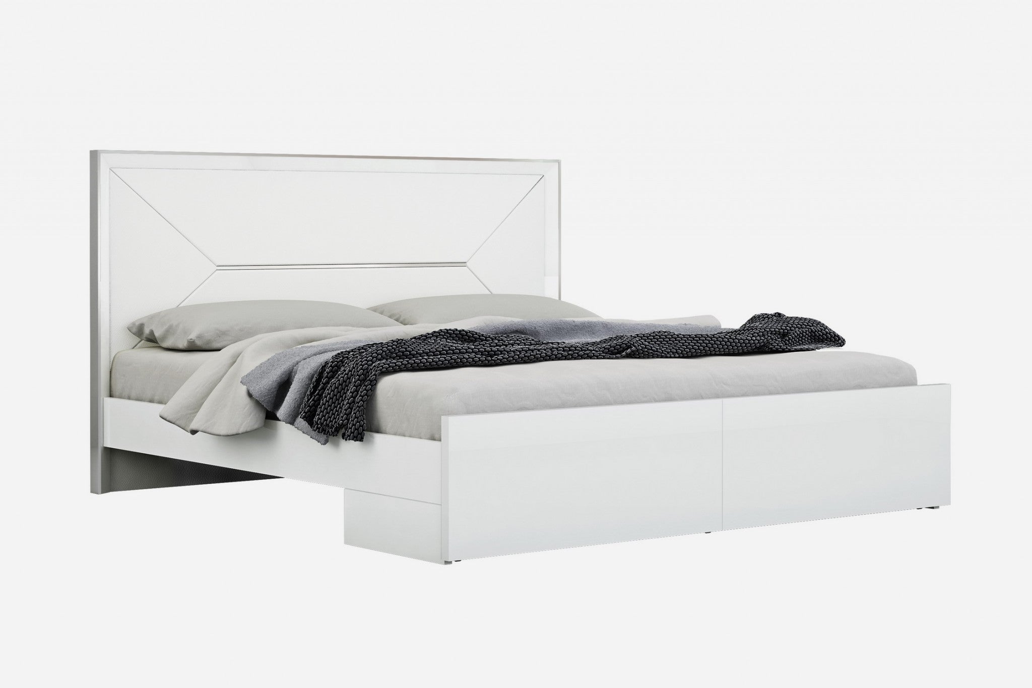 76" X 80" X 51" White Faux Leather King Bed
