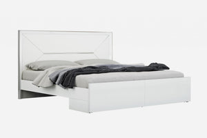 76" X 80" X 51" White Faux Leather King Bed