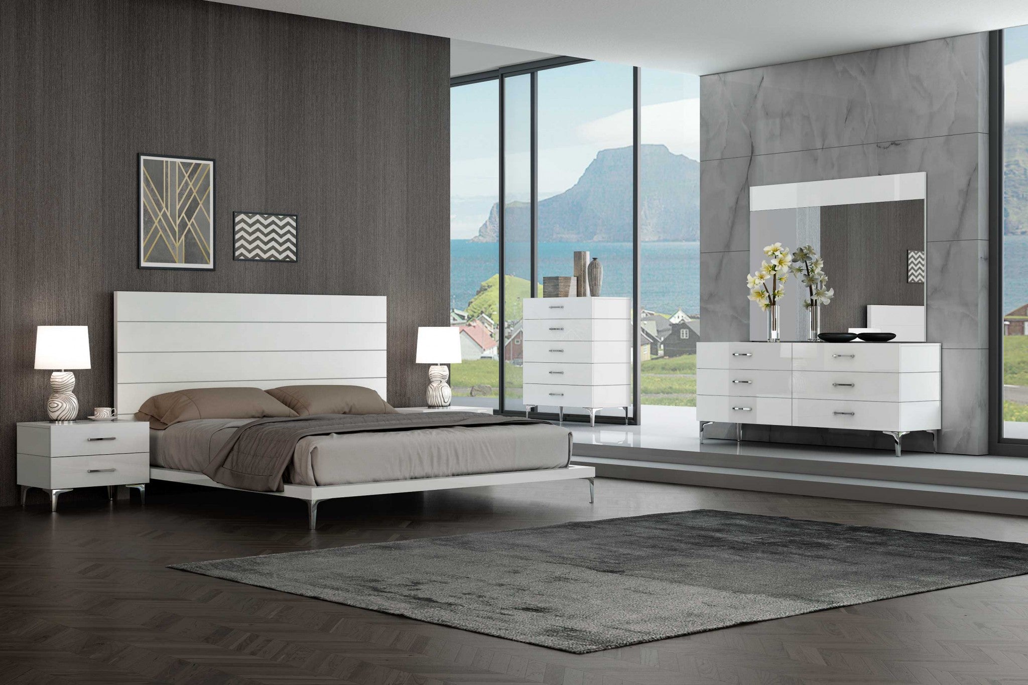 60" X 80" X 51" White Stainless Steel Queen Bed