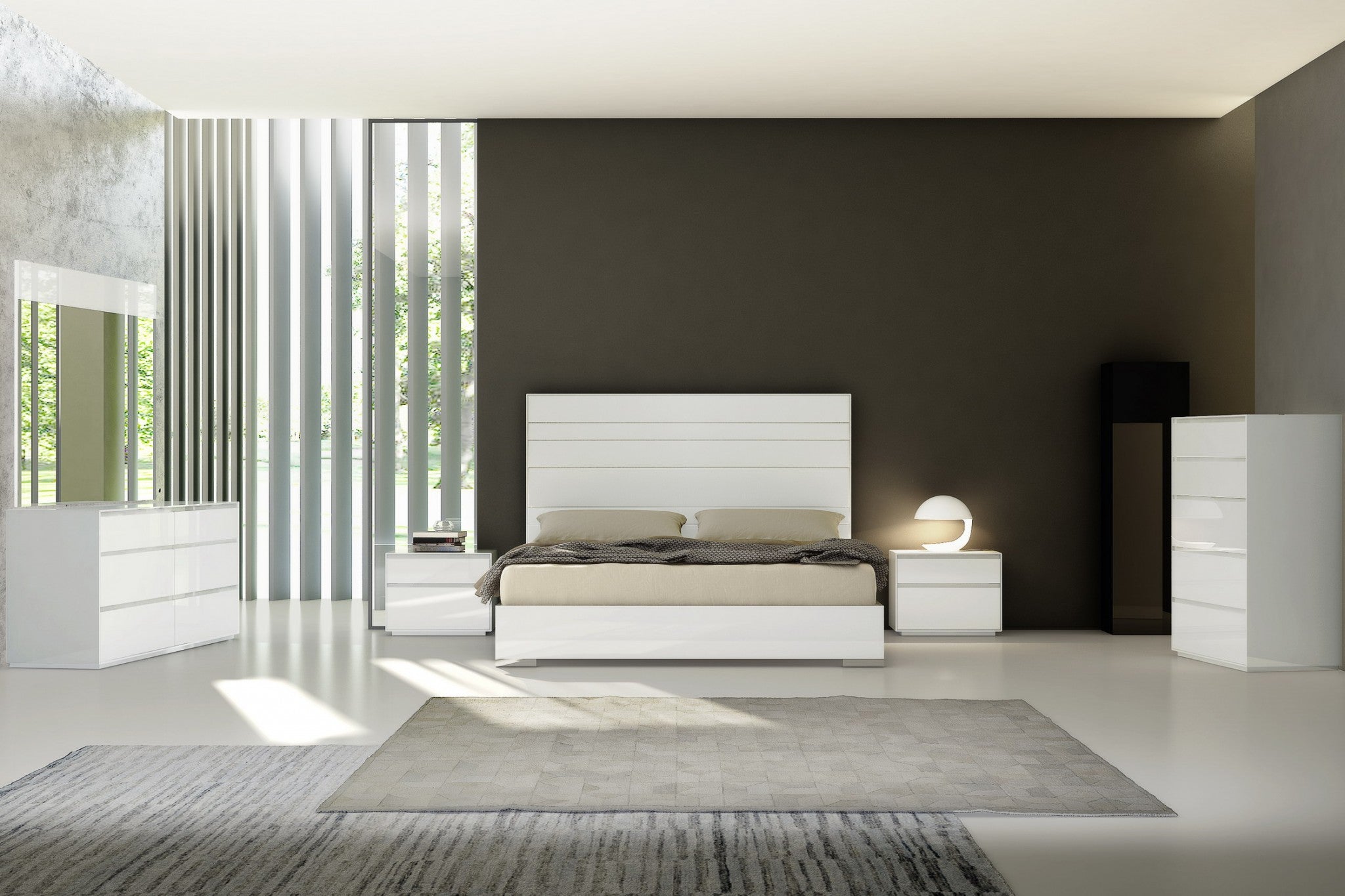60" X 80" X 54" White Stainless Steel Queen Bed