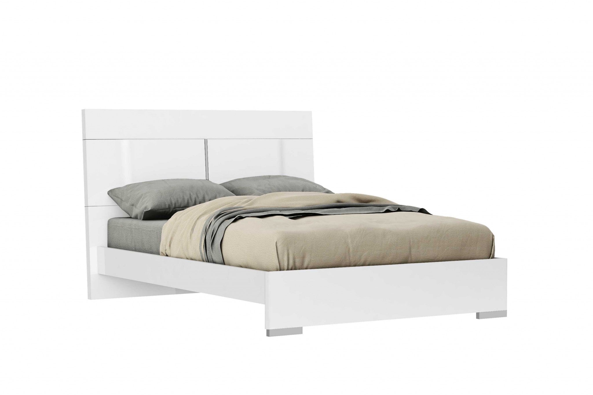 60" X 80" X 46" White Stainless Steel Queen Bed