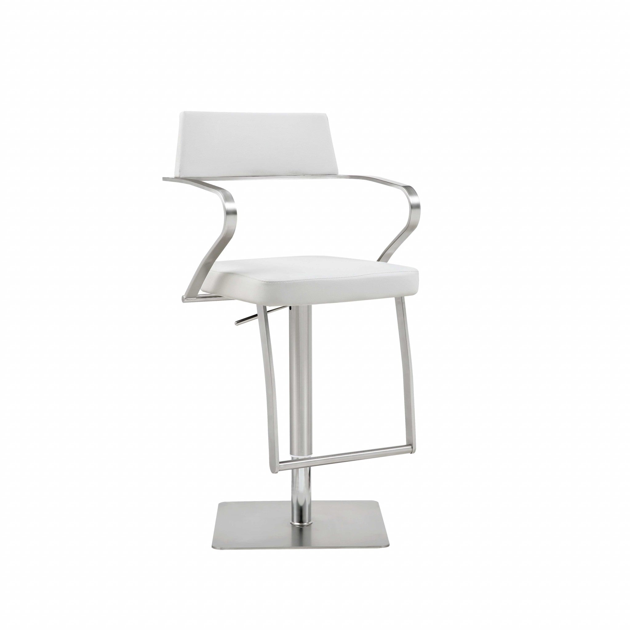 21" X 20" X 36-46" White Stainless Steel Bar Stool