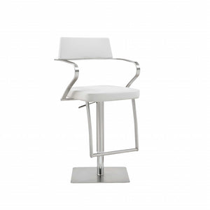 21" X 20" X 36-46" White Stainless Steel Bar Stool