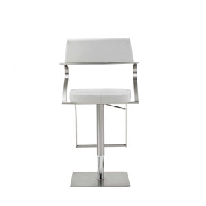 21" X 20" X 36-46" White Stainless Steel Bar Stool