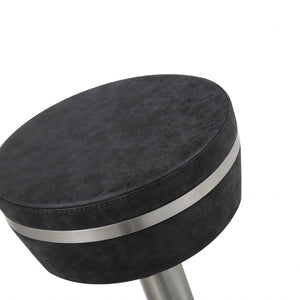 Pedestal Frame Black and Stainless Backless Barstool