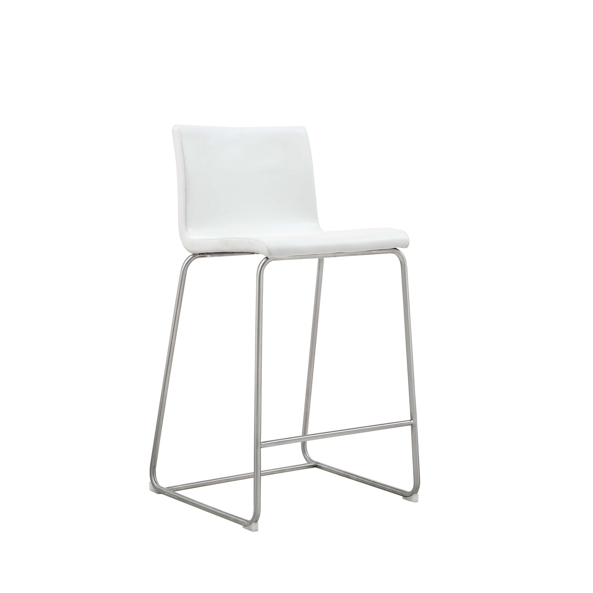 36"H White Faux Leather Low Back Counter Stool