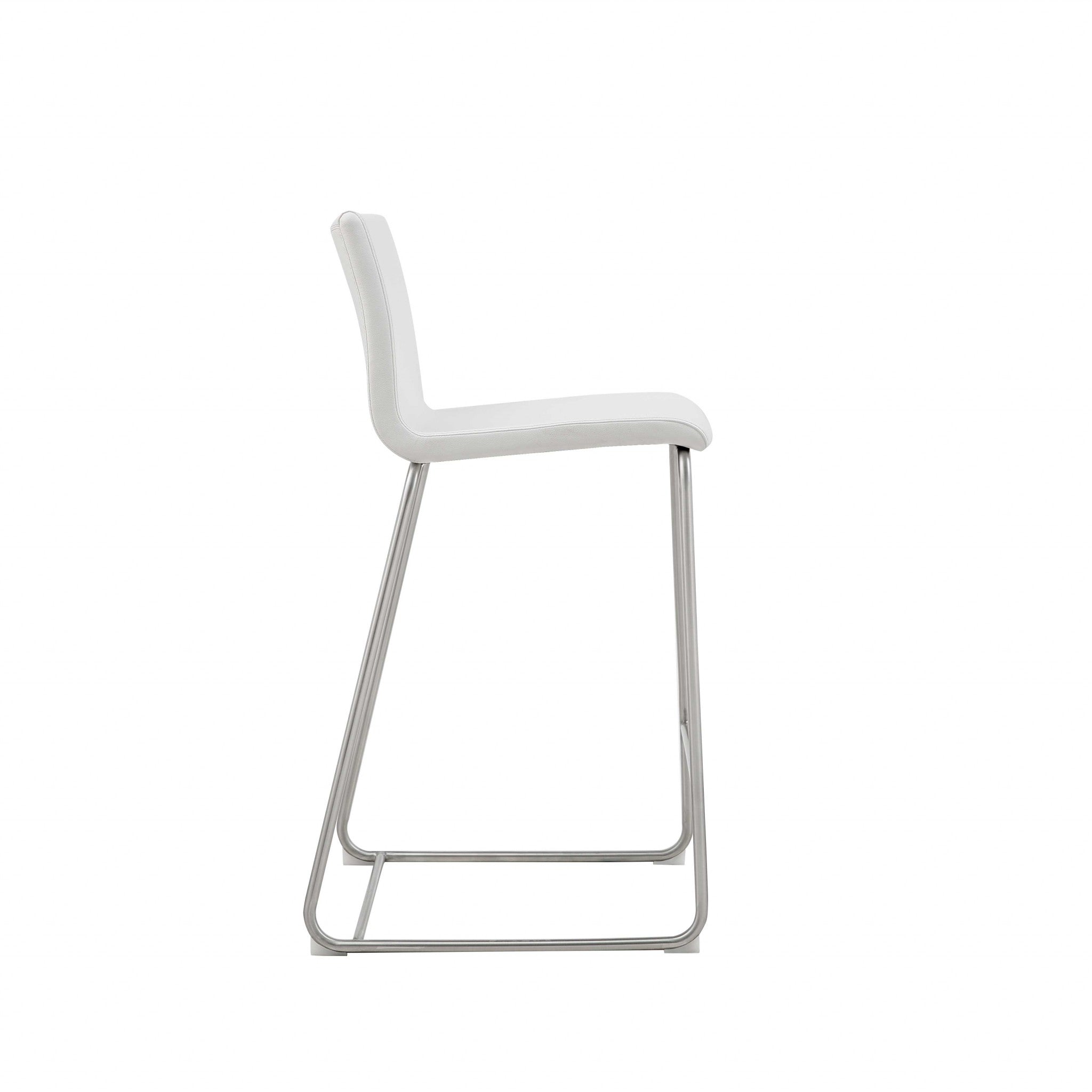 36"H White Faux Leather Low Back Counter Stool