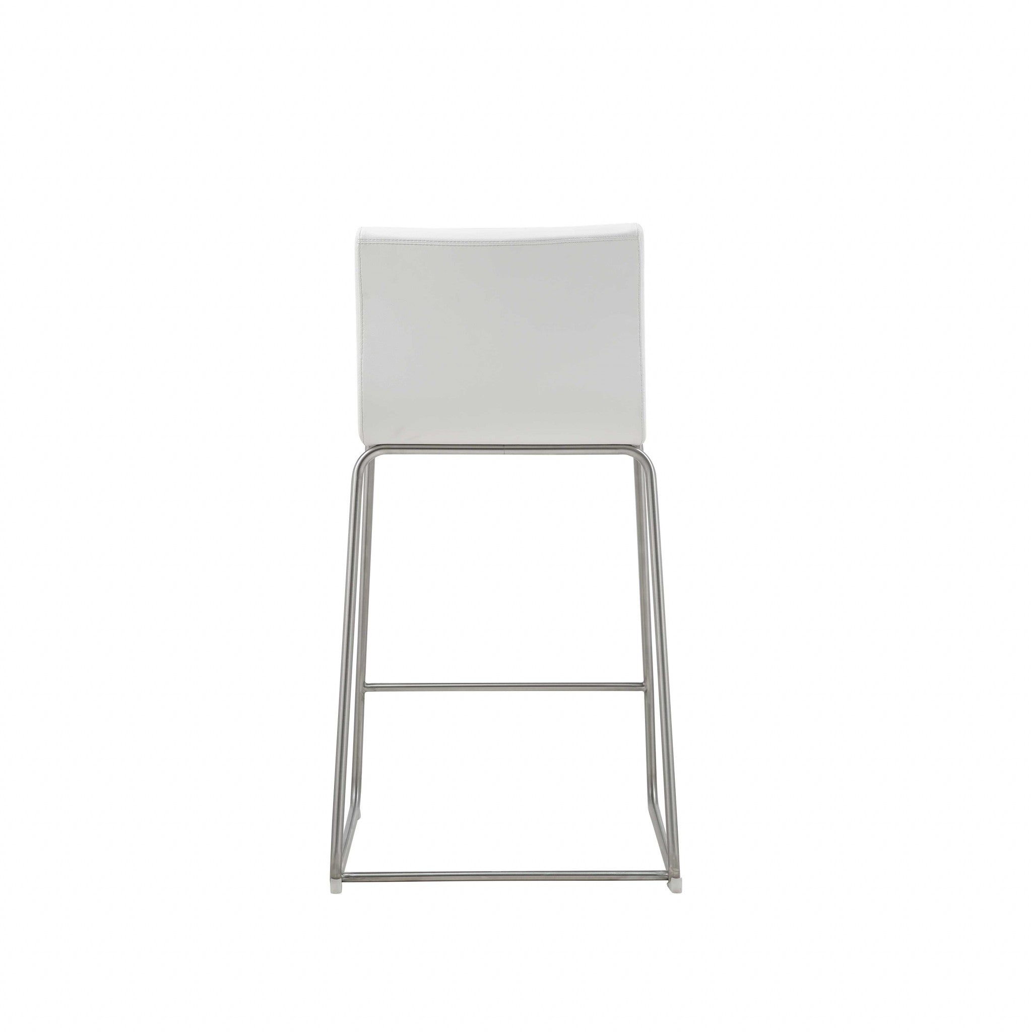 36"H White Faux Leather Low Back Counter Stool